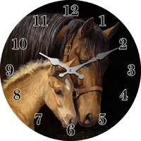 Clock Brown Horse & Foal - 30cm